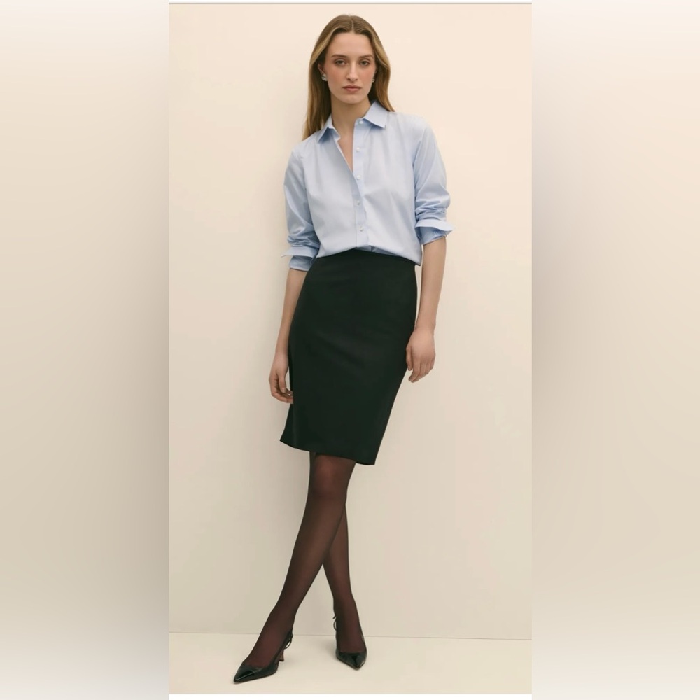 Brooks Brothers The Essentials Stretch Wool Classic Black‎ Pencil Skirt Size:14